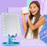 Disney Stitch LED Table Mirror with Trinket Tray, Bedroom Travel - Stitch Gifts (Blue)