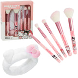 Hello Kitty Makeup Brush Set of 5 with Fluffy Headband - Gifts for Her