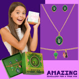 WICKED Jewellery Set for Girls and Teenagers, Gold Colour Necklace, Bracelet, and Stud Earrings - Gifts for Her