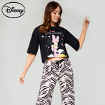 Disney Womens Pyjamas Set - Nightwear for Women - Black/Pink Minnie - Get Trend