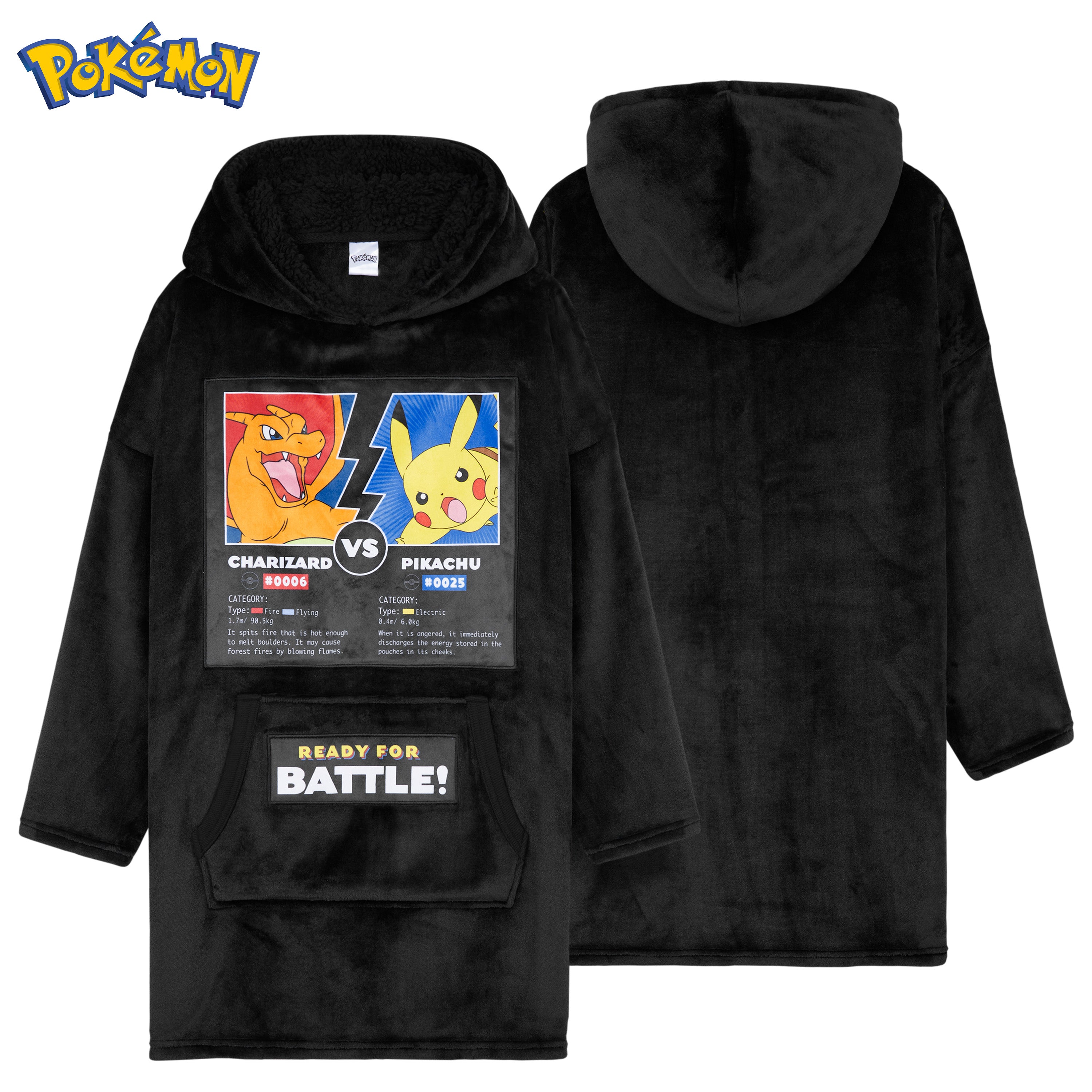 Pokemon Hoodie for Boys Teenagers - Black Charizard/Pikachu - Get Trend