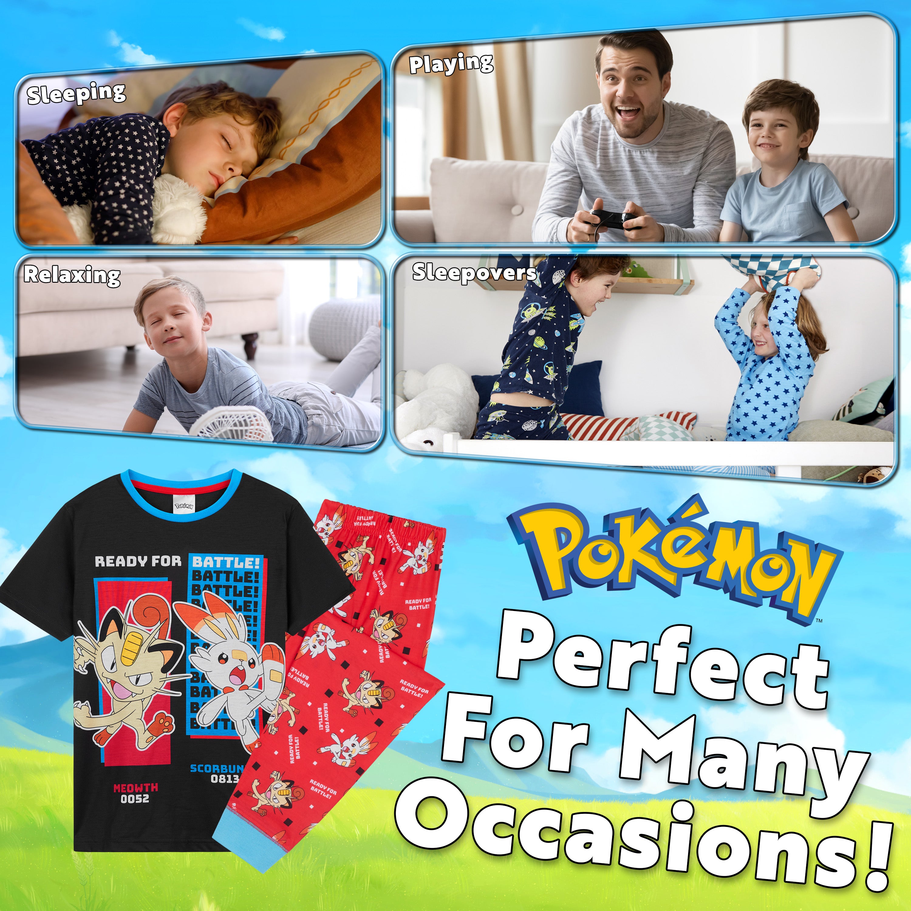 Pokemon Boys Pyjamas Set - Lounge Wear T-Shirt and Long Bottoms Set - Get Trend