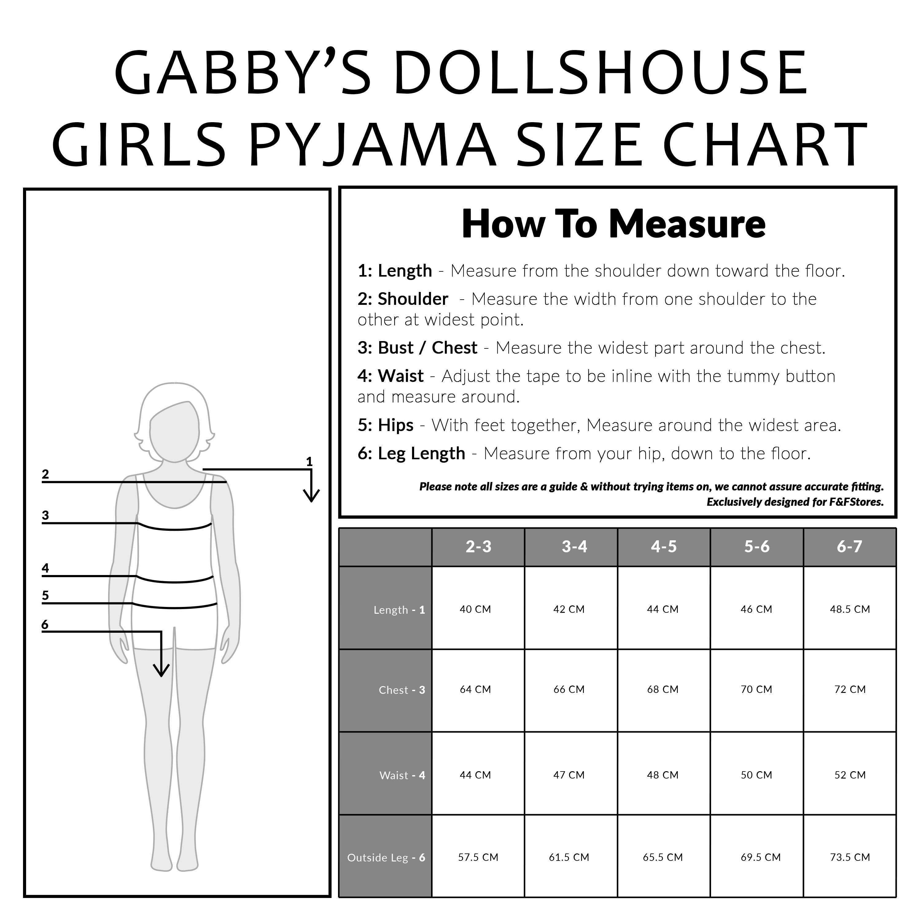 Gabby’s Dollhouse Girls Pyjamas,  Kids 2 Piece Nightwear Set - Get Trend