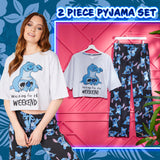 Disney Stitch Womens Pyjamas Set - Nightwear for Women - Grey/Navy Stitch - Get Trend