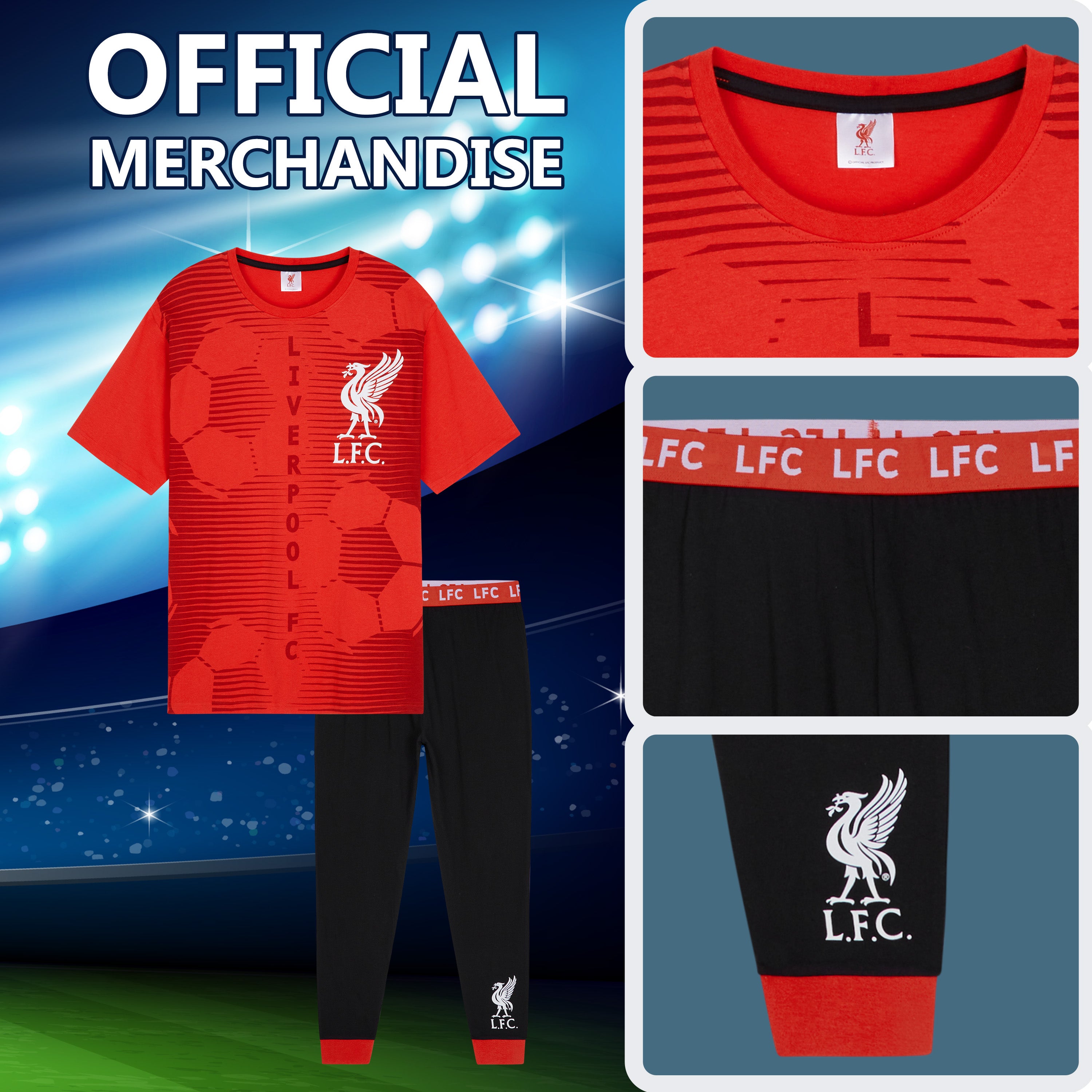 Liverpool F.C. Mens Pyjamas Set, Nightwear Set for Men - Get Trend