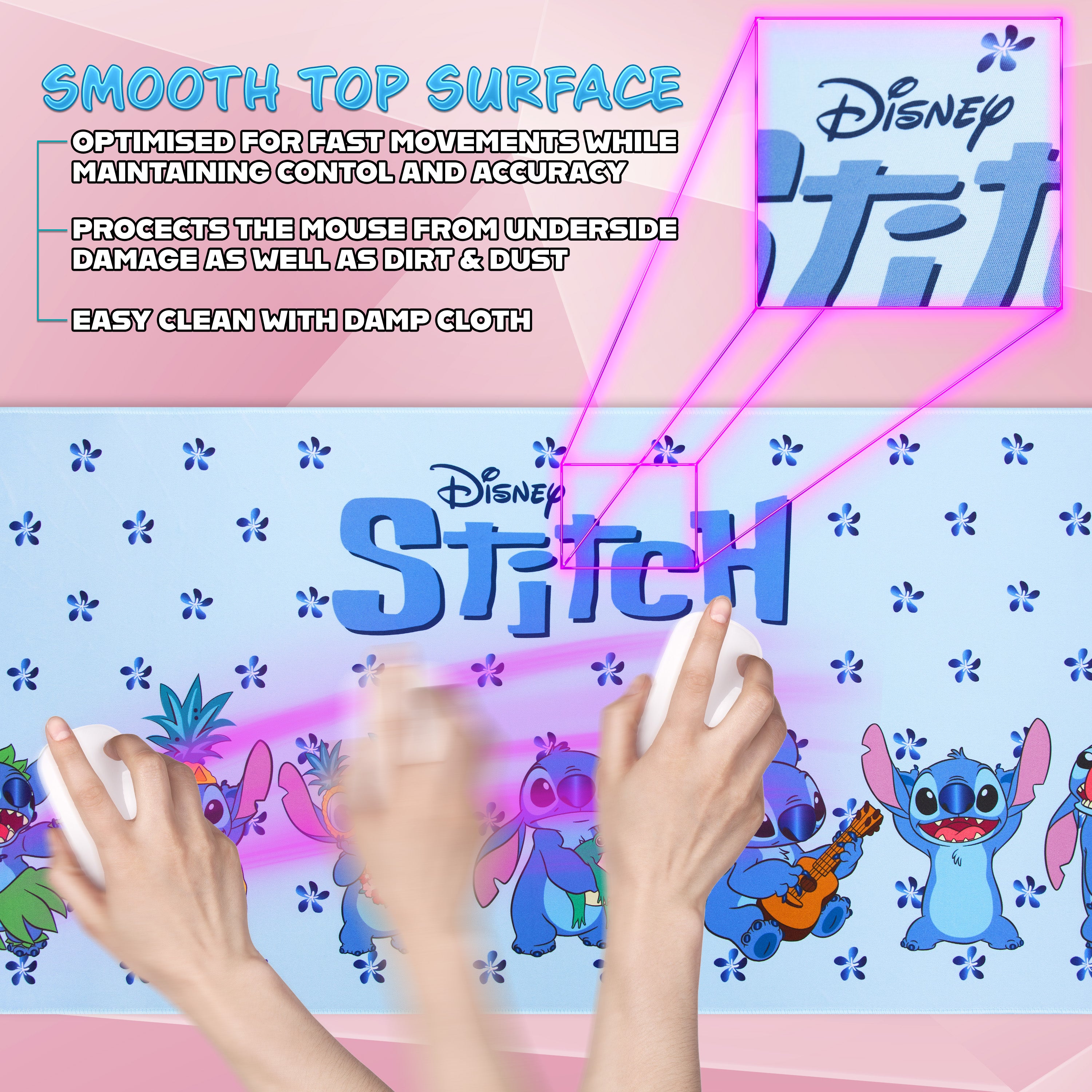 Disney Stitch Desk Ma,  Large Mouse Mat - Blue Stitch - Get Trend