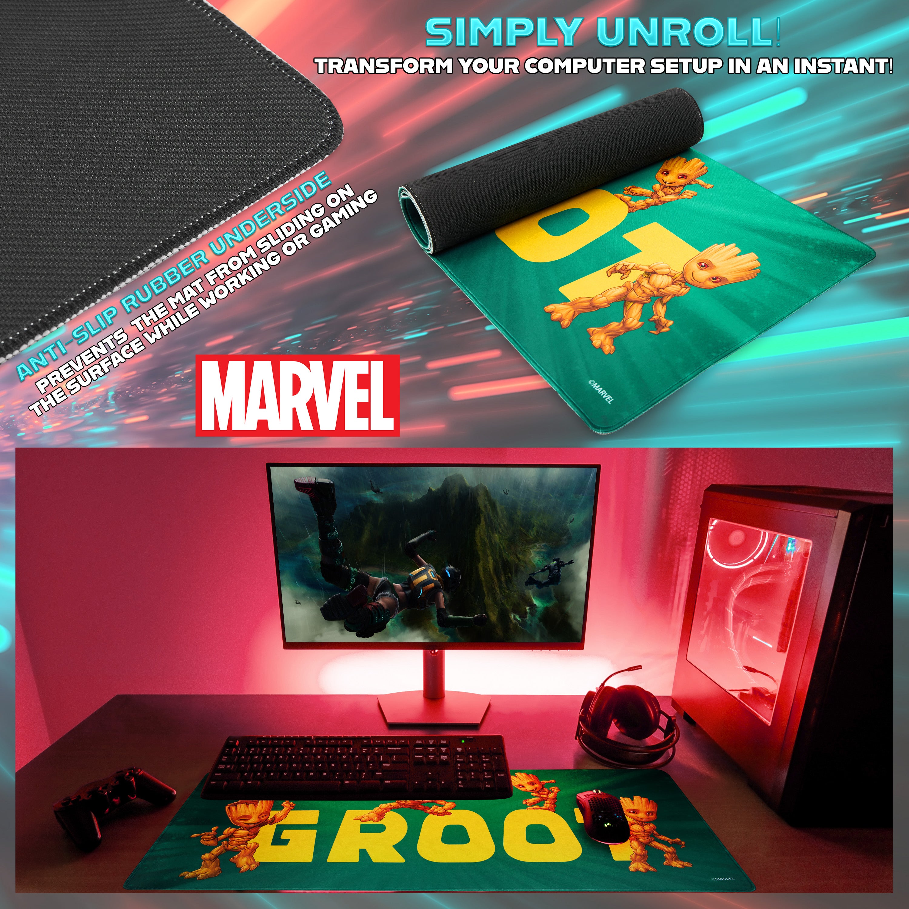 Marvel Avengers Desk Mat, Large Mouse Mat - Green Groot - Get Trend