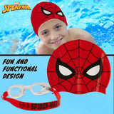 Marvel Children's Swimming Goggles and Swimming Cap Set Anti-Fog UV Protection - Red Spiderman - Get Trend