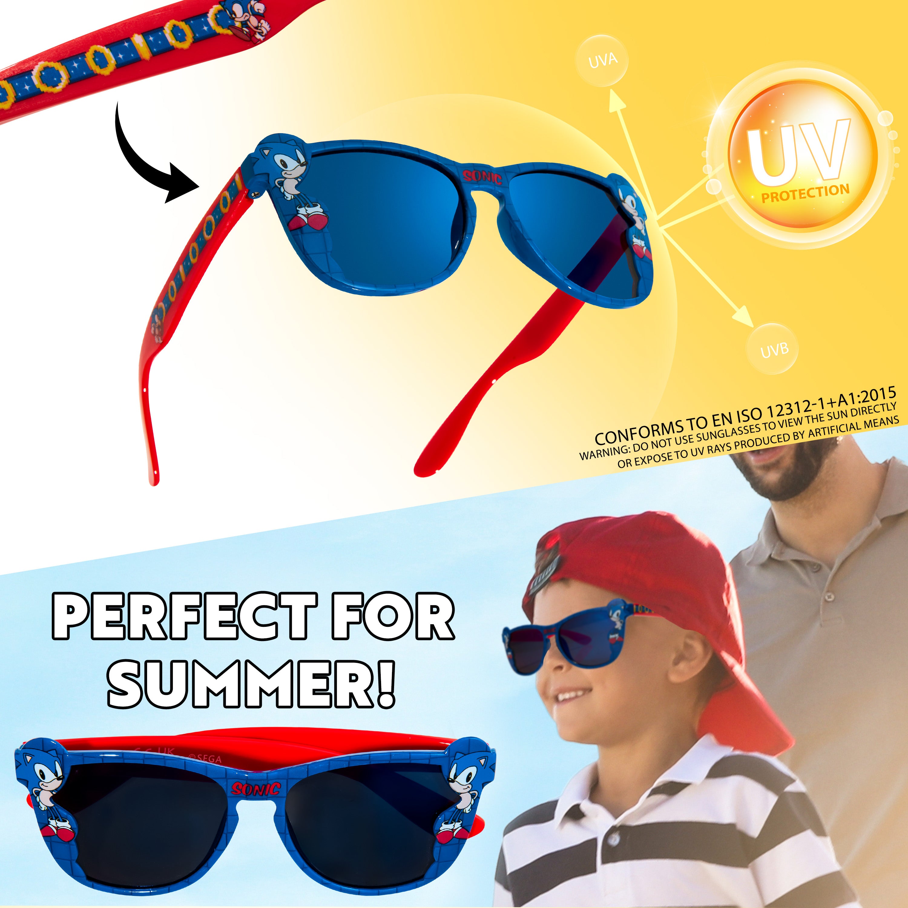 Sonic The Hedgehog Boys UV Protection Sunglasses and Trifold Wallet Set - Get Trend