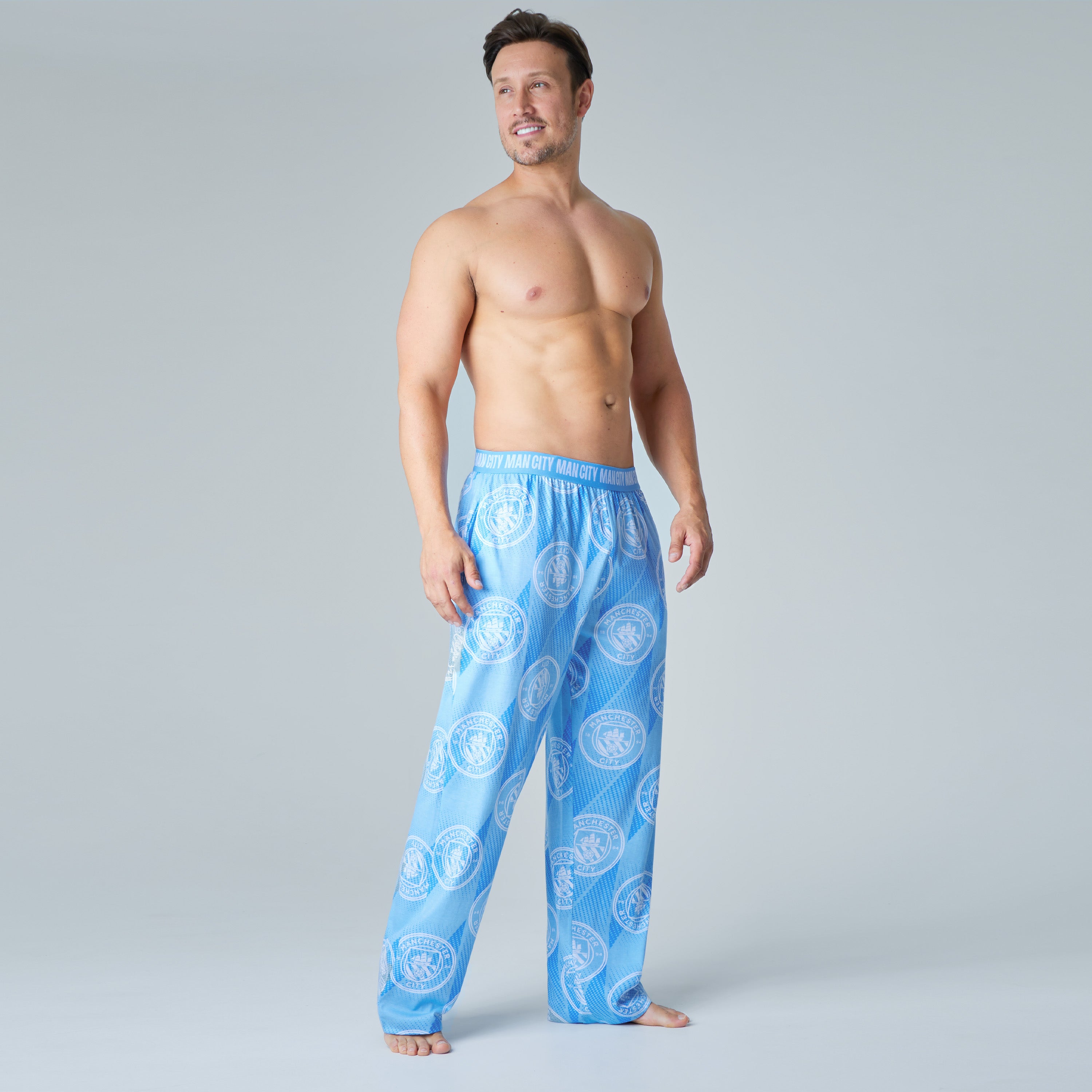 Manchester City FC Mens Pyjama Bottoms - Light Blue - Get Trend