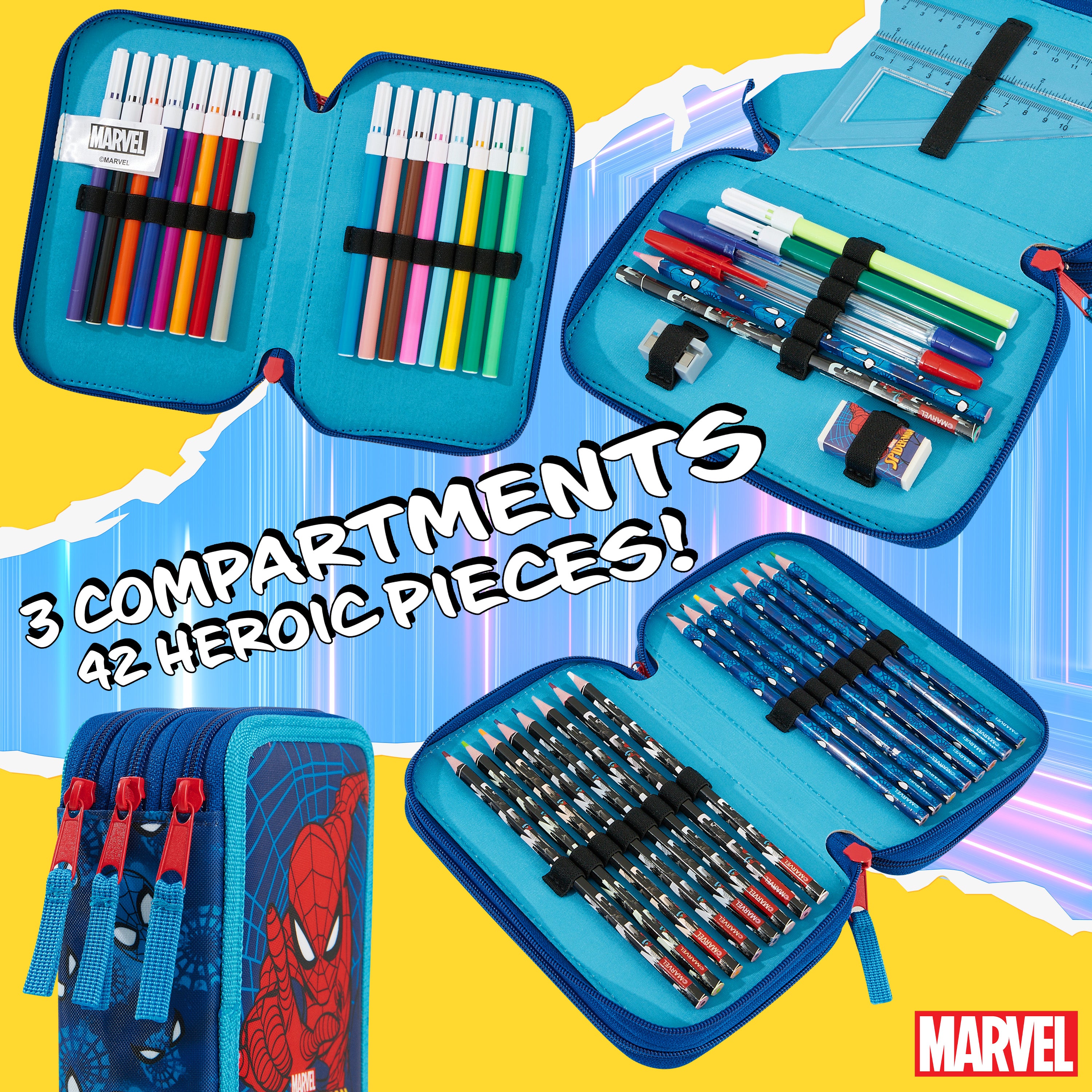 Marvel Pencil Case with Stationery, Spiderman Filled Pencil Case - Get Trend