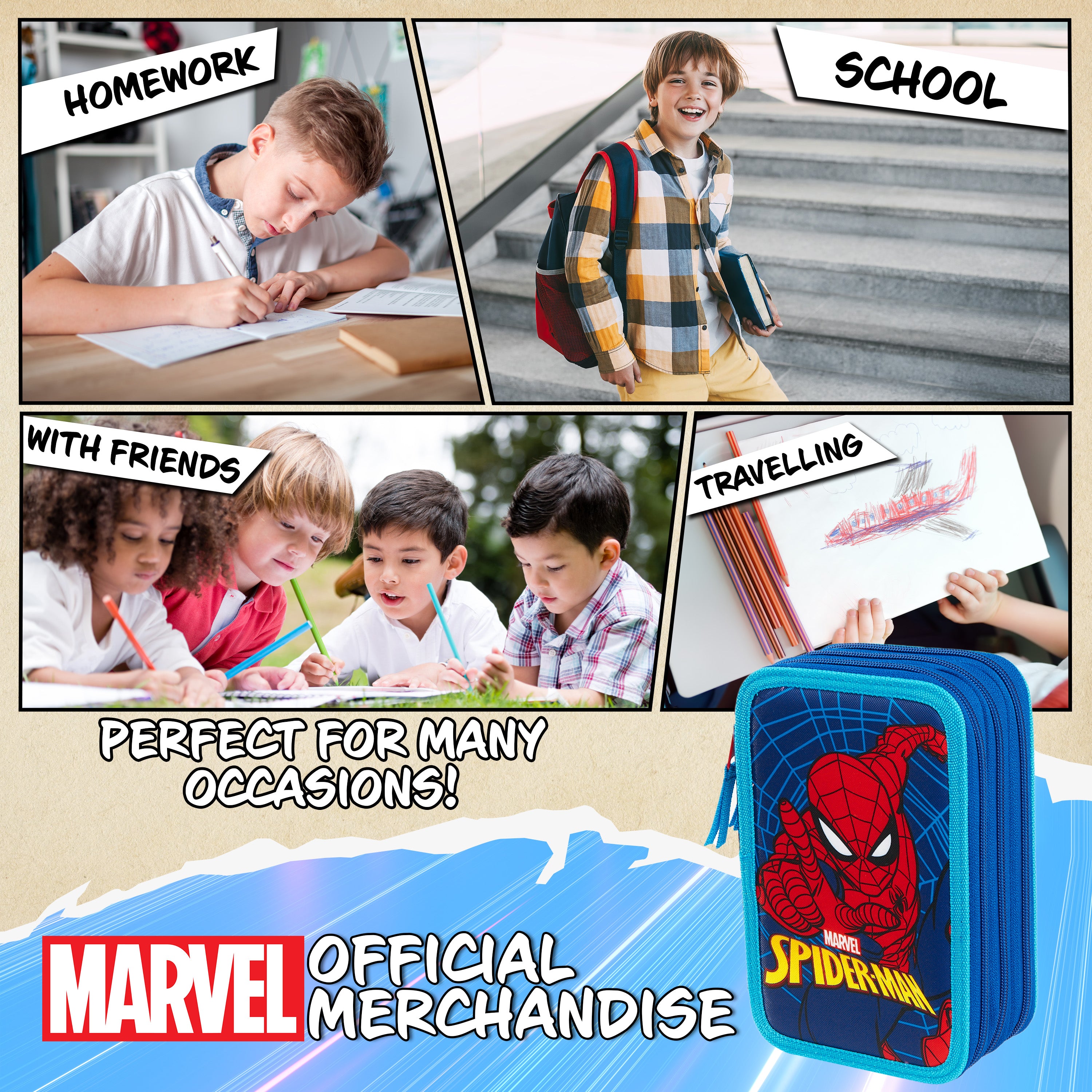 Marvel Pencil Case with Stationery, Spiderman Filled Pencil Case - Get Trend