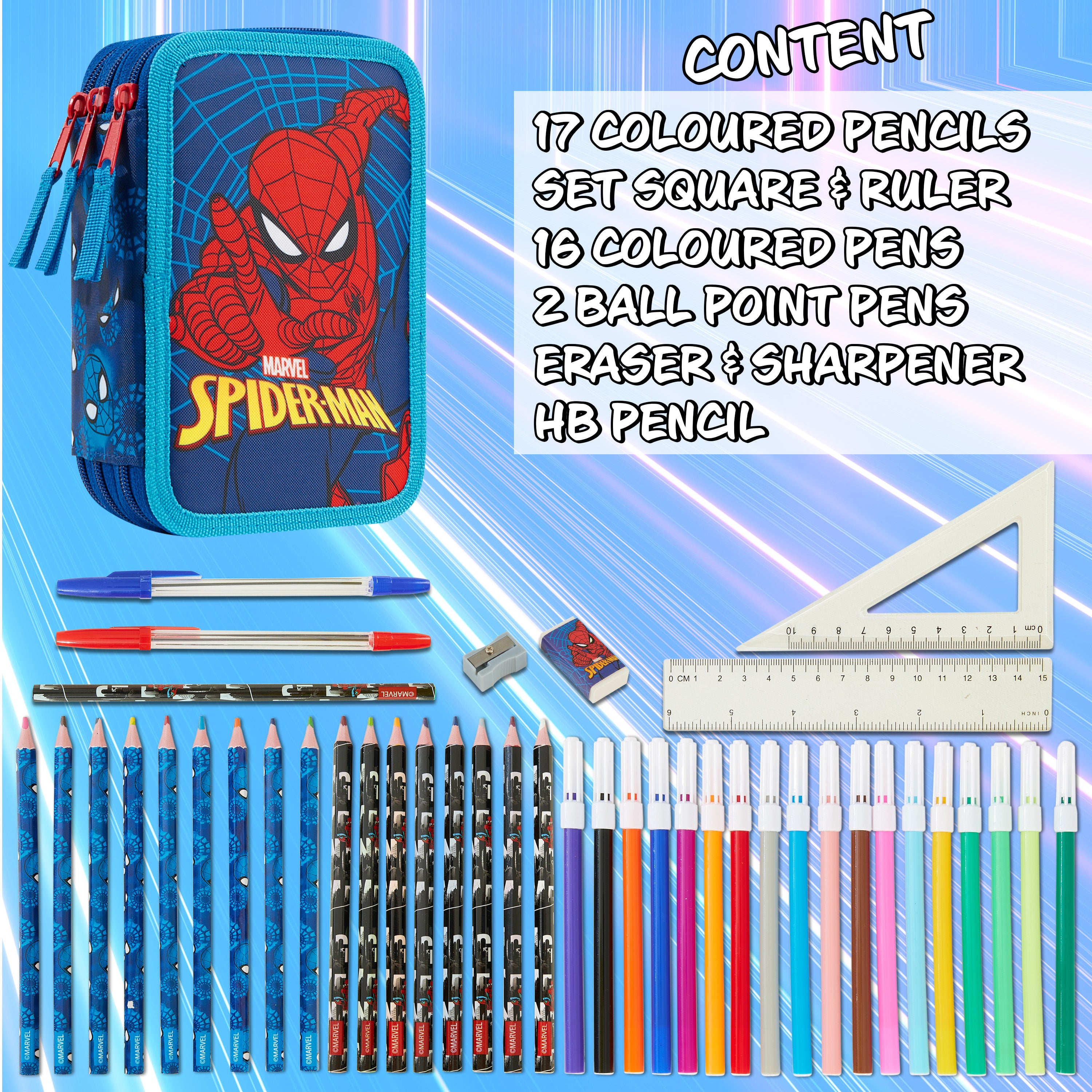 Marvel Pencil Case with Stationery, Spiderman Filled Pencil Case - Get Trend