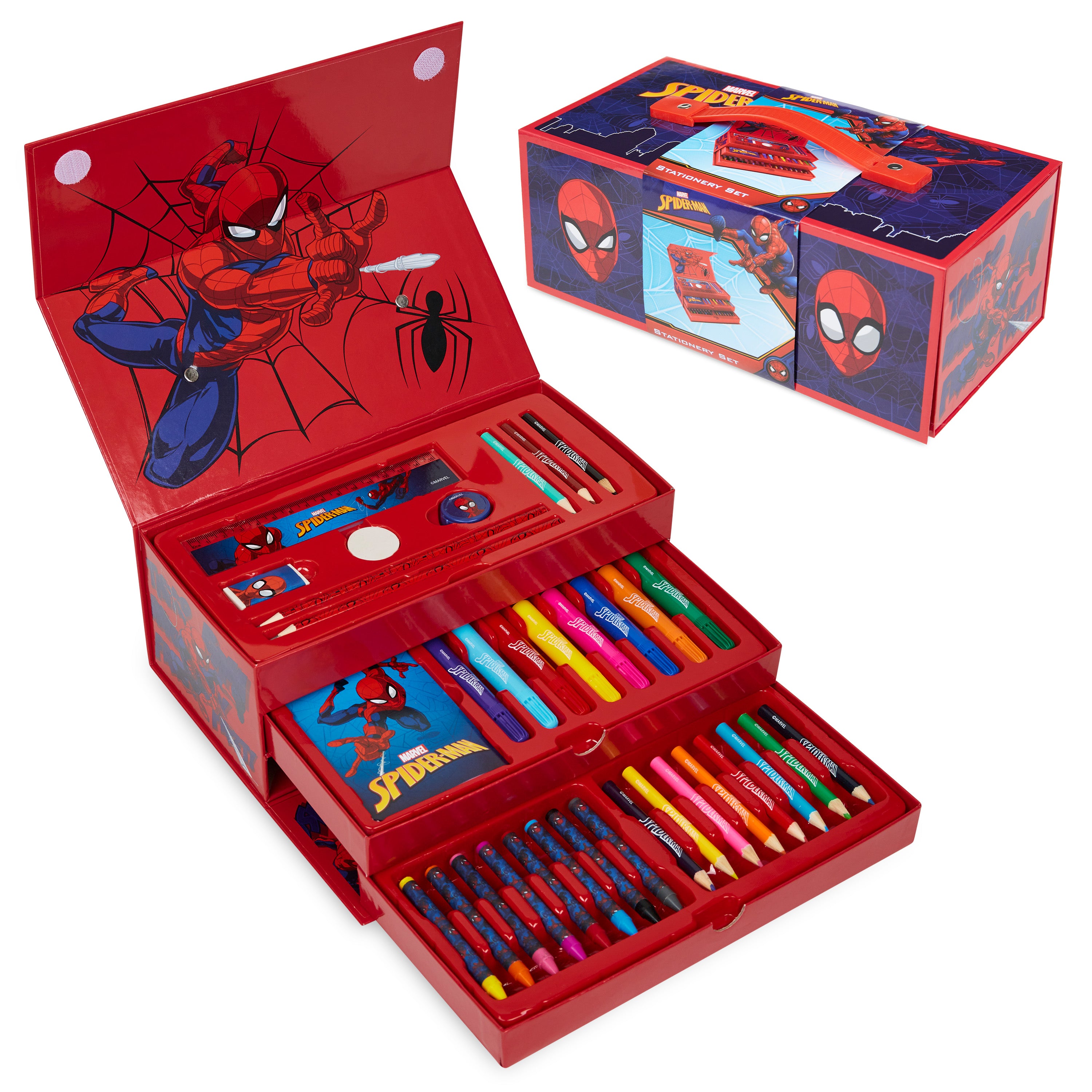 Marvel Spiderman Art Sets for Kids with Crayons, Markers & Colouring Pencils - Get Trend