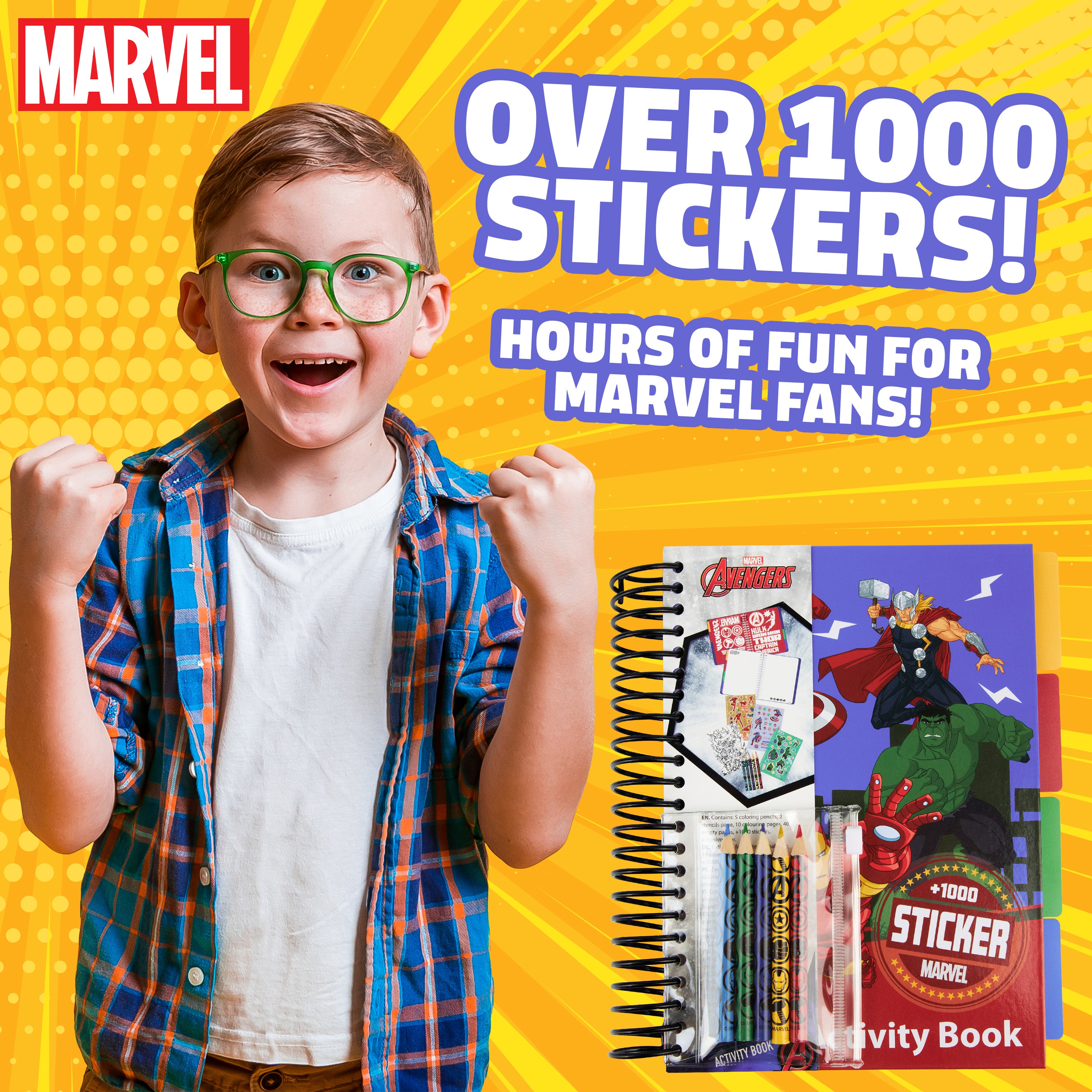 Marvel Boys Sticker Book with Over 1000 Spiderman Stickers - Multi Avengers - Get Trend