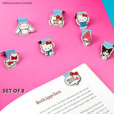 Hello Kitty Magnetic Bookmark Page Clip Pack of 8 School Reading Gifts for Her (Blue 8 Pack)