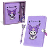 Hello Kitty Kuromi A5 Lockable Diary and Pen, Stationery Set - Gifts for Her (Purple)