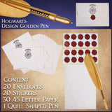 Harry Potter Letter Writing Set with Paper, Envelopes, Quill Pen - Magical Gifts