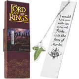 Lord of The Rings Metal Bookmarks Adults Teens Kids with Gift Box Book Marker with Quote and Charm - School University Graduation Reading Gift Box (Silver with Leaf)