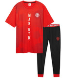 Manchester United F.C. Mens Pyjamas Set, Cotton Loungewear - Man United Gifts