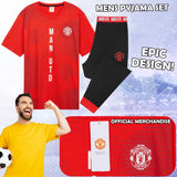 Manchester United F.C. Mens Pyjamas Set, Cotton Loungewear - Man United Gifts