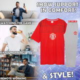 Manchester United F.C. Mens Pyjamas Set, Cotton Loungewear - Man United Gifts