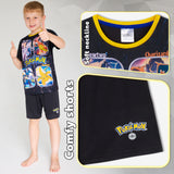 Pokemon Boys Short Pyjamas Set, Breathable Lounge Wear - Black/Yellow - Get Trend