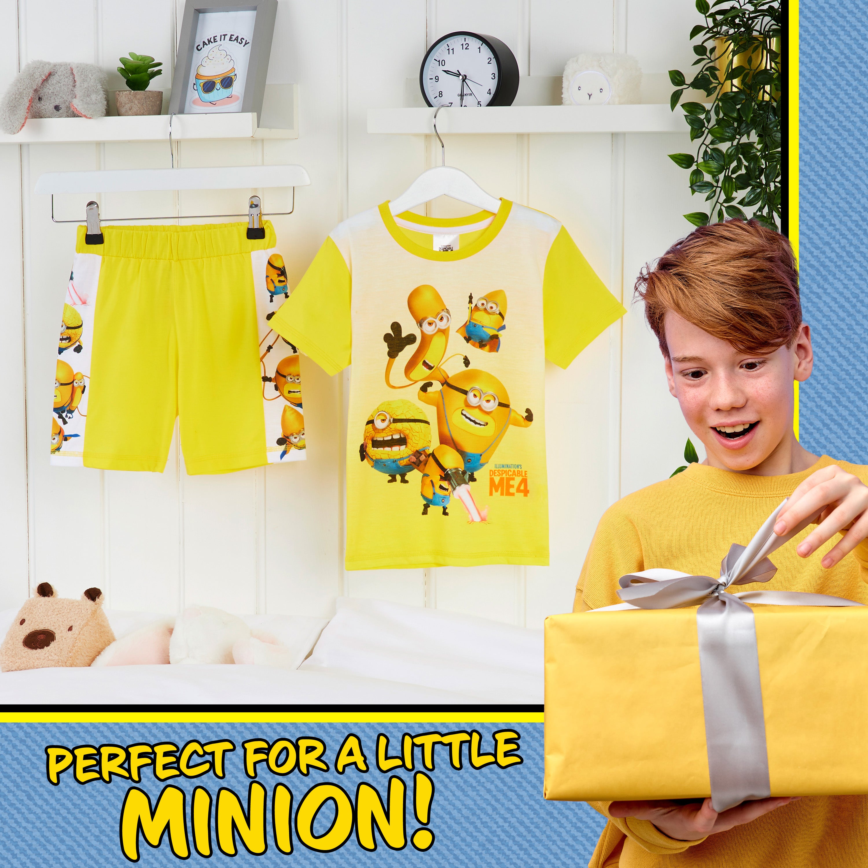 MINIONS Boys Short Pyjamas Set, Soft Breathable Lounge Wear - Yellow - Get Trend