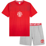 Manchester United F.C. Mens Short Pyjamas Set, Breathable 2 Piece Lounge Wear - Man United Gifts for Men