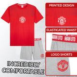 Manchester United F.C. Mens Short Pyjamas Set, Breathable 2 Piece Lounge Wear - Man United Gifts for Men