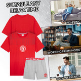 Manchester United F.C. Mens Short Pyjamas Set, Breathable 2 Piece Lounge Wear - Man United Gifts for Men