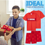 Arsenal F.C. Boys Short Pyjamas Set, Soft Cotton Lounge Wear - Red - Get Trend