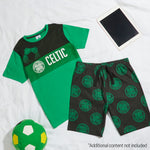 Celtic F.C. Boys Short Pyjamas Set, Breathable Loungewear - Green/Black - Get Trend