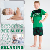 Celtic F.C. Boys Short Pyjamas Set, Breathable Loungewear - Green/Black - Get Trend