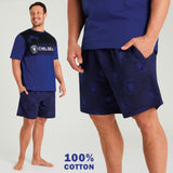 Chelsea Mens Pyjamas Set, 2 Piece T-Shirt and Short PJs - Navy/Black - Get Trend