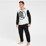 Dragon Ball Z Mens Pyjamas Set - Long Sleeve Nightwear - Black & Grey - Get Trend