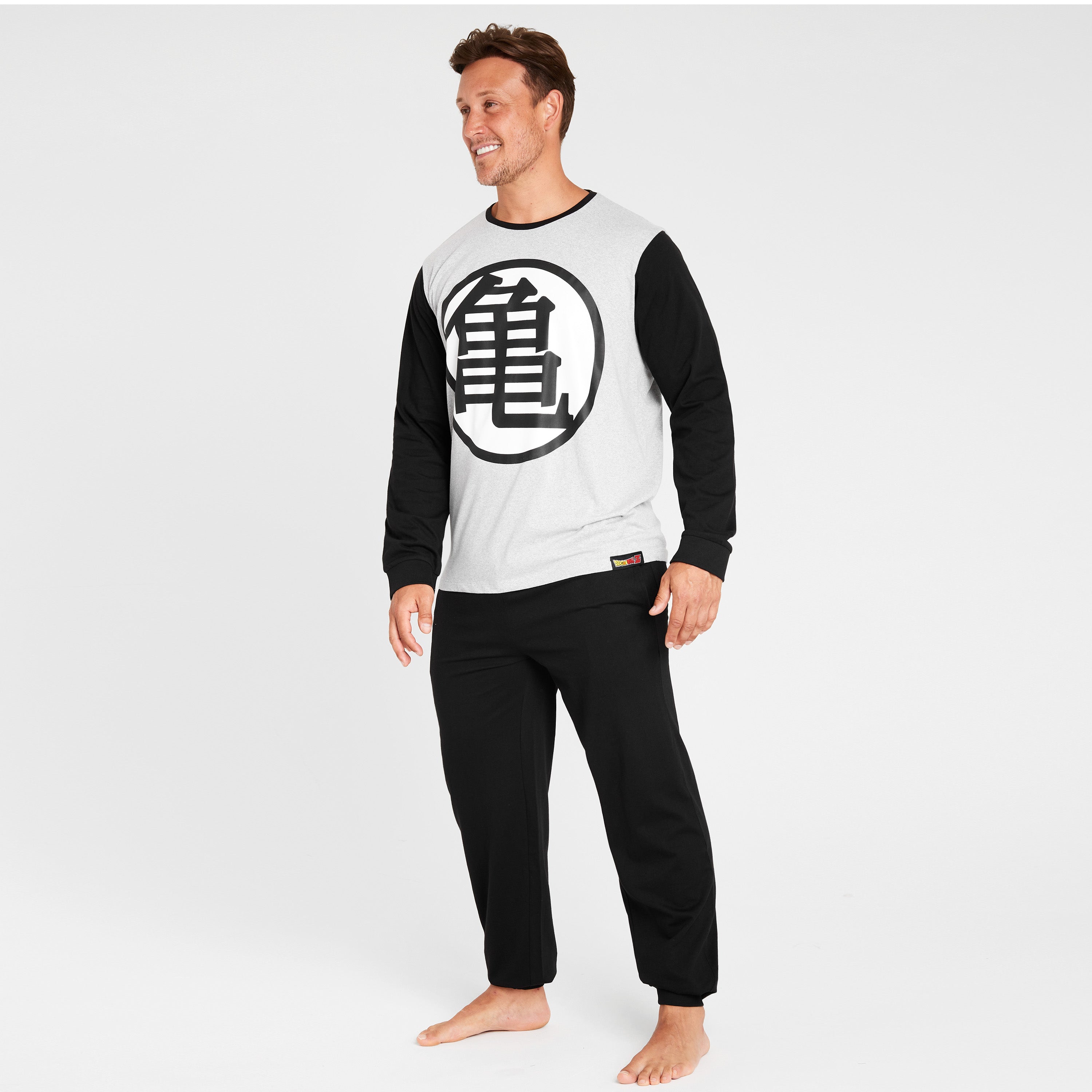 Dragon Ball Z Mens Pyjamas Set - Long Sleeve Nightwear - Black & Grey - Get Trend