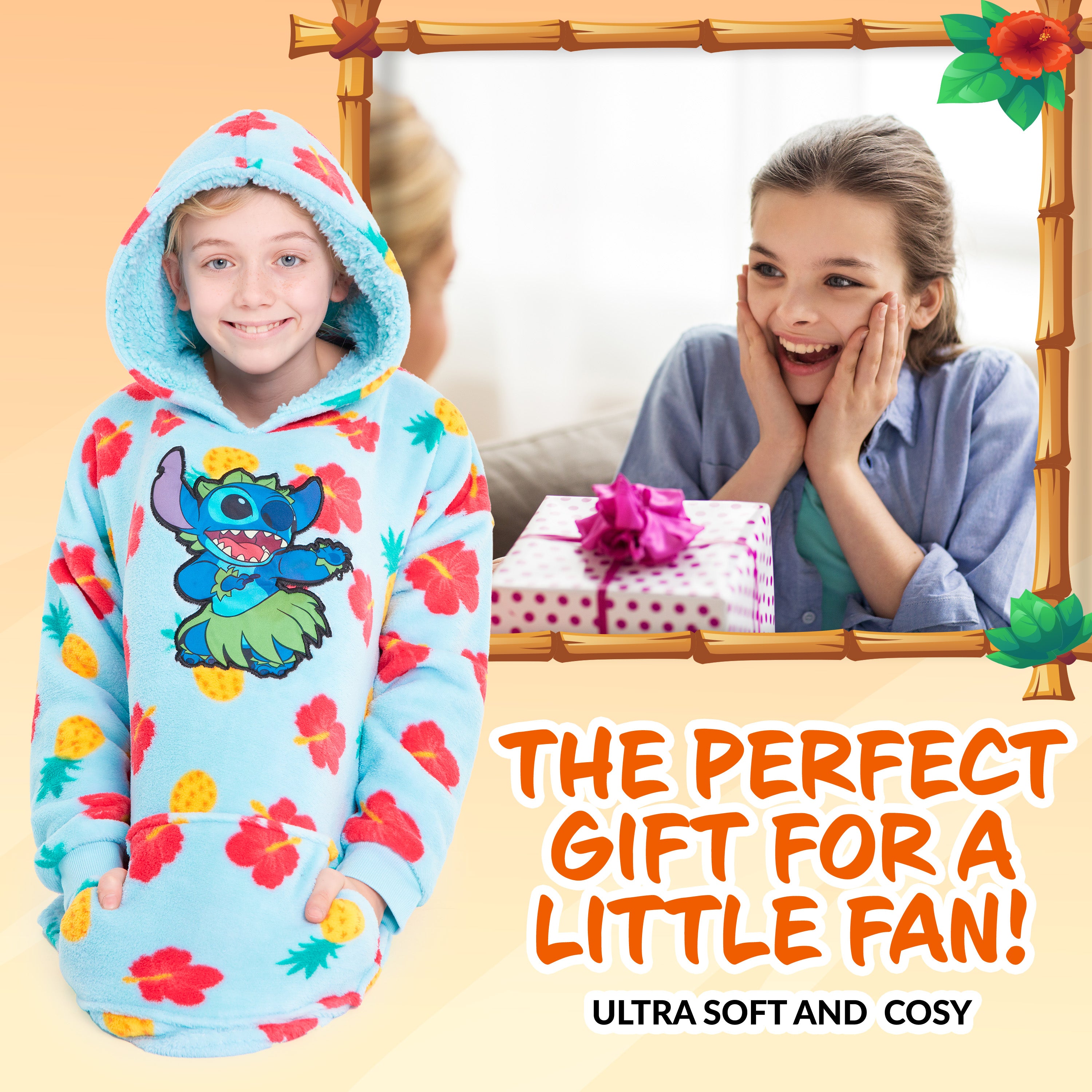 Disney Hoodies for Girls Boys, Kids Oversized Hoodie Blanket - Stitch Multicolored Hoodie - Get Trend