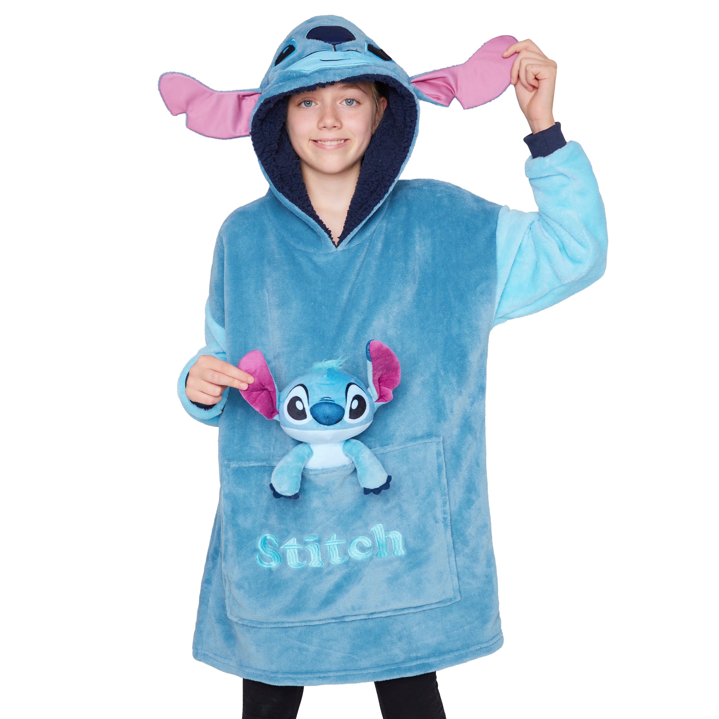 Disney Stitch Fleece Hoodie Blanket with Plush Toy for Kids - Stitch - Get Trend