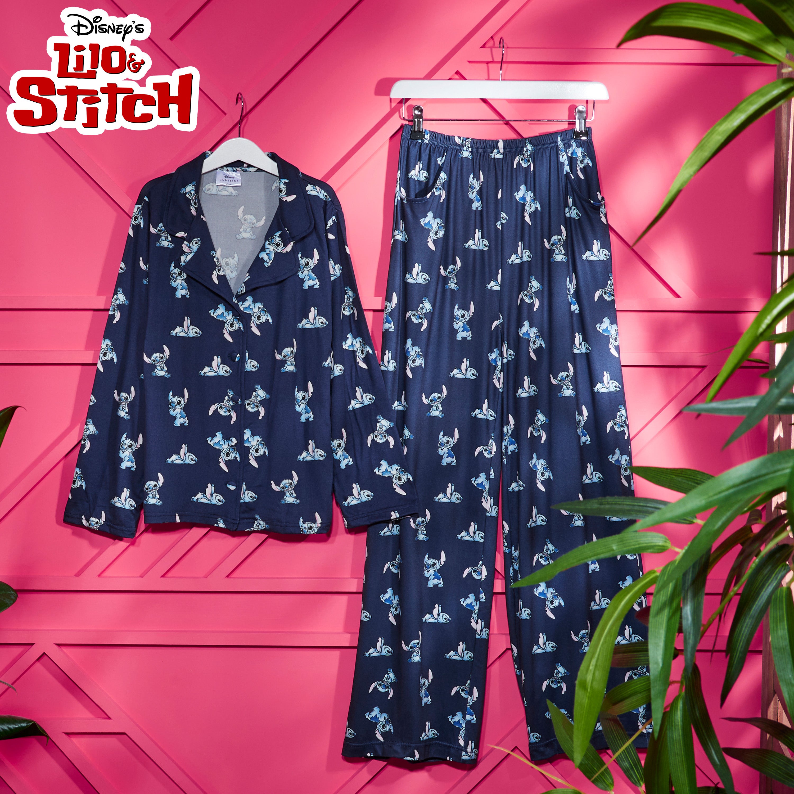 Disney Stitch Girls PJs for Kids- 2 Piece Long Girls Pyjamas - NAVY - Get Trend