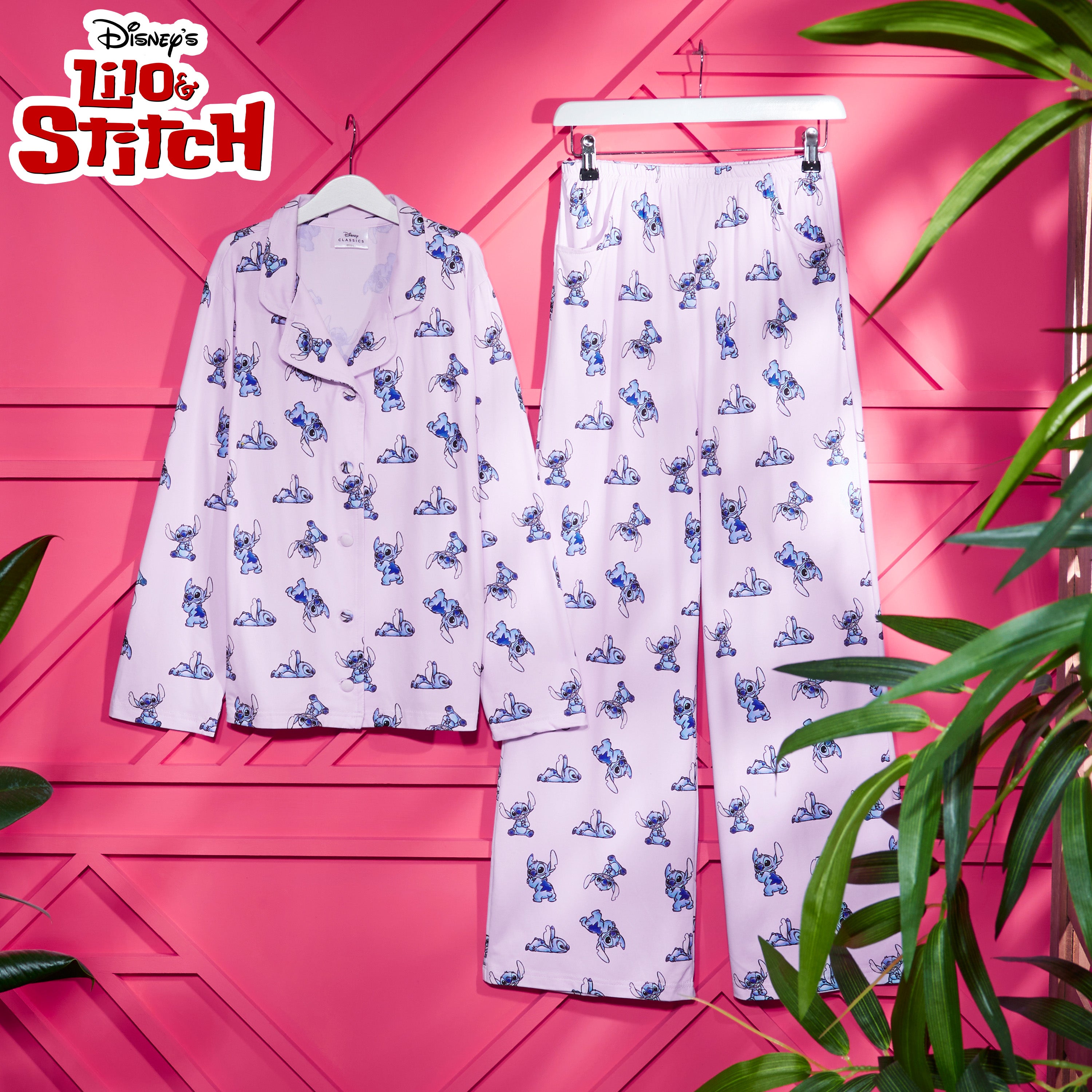 Disney Stitch Girls PJs for Kids- 2 Piece Long Girls Pyjamas - PINK - Get Trend