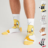 LOONEY TUNES Mens Socks - Pack of 5 Crew Socks for Men -White/Multi - Get Trend