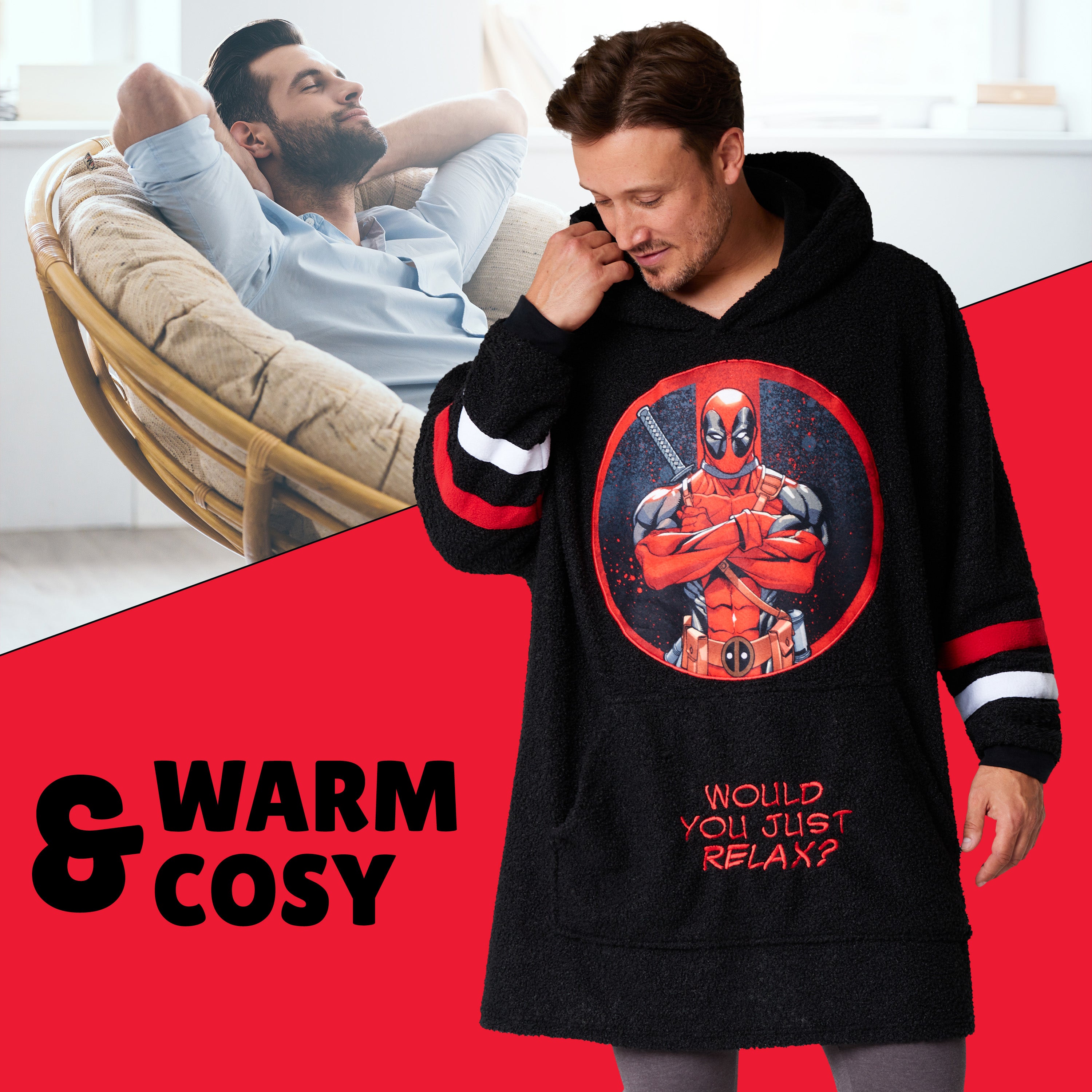 Marvel Blanket Hoodie for Men and Teenagers - Deadpool - Get Trend