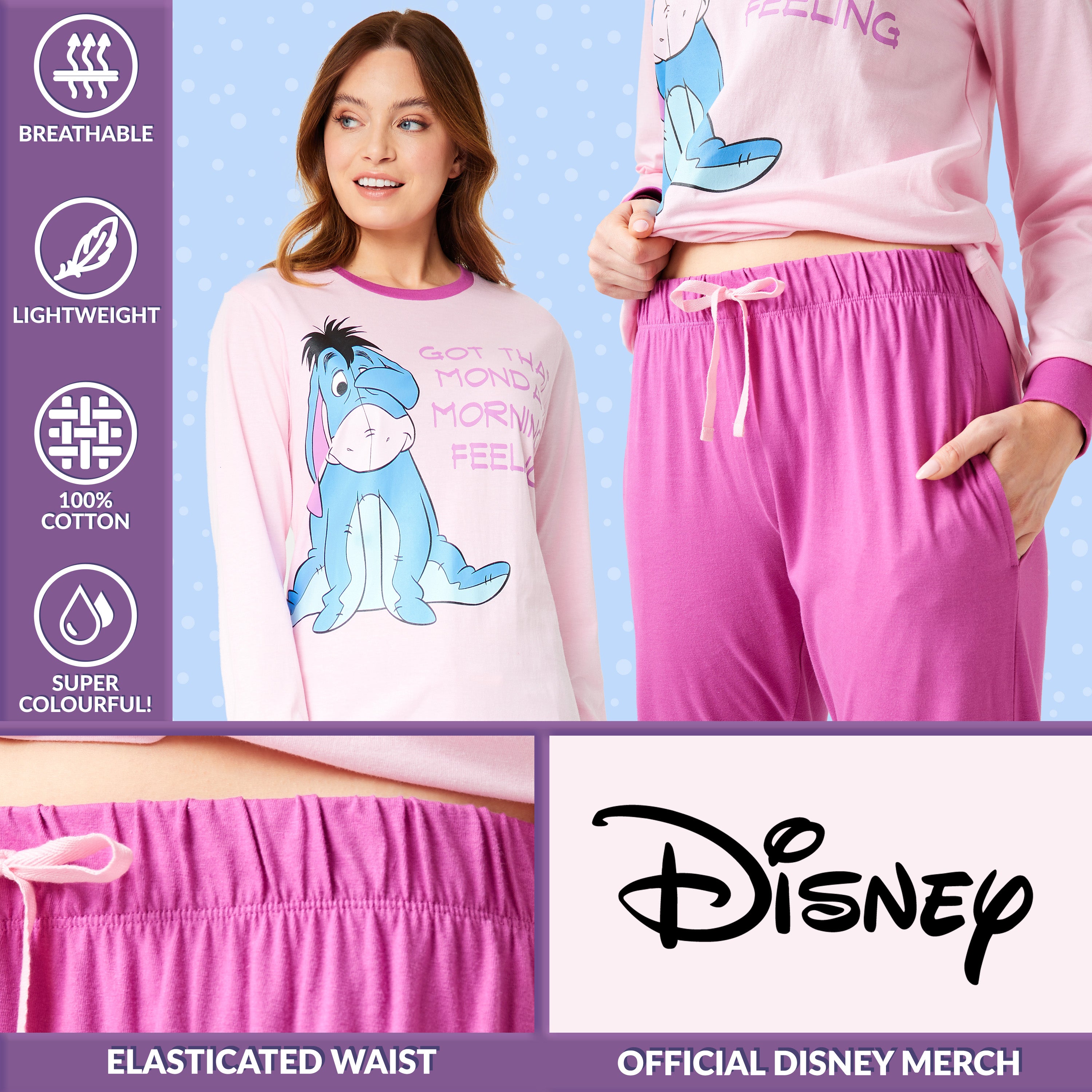 Disney Womens Pyjamas Set, Eeyore Nightwear for Women - Get Trend