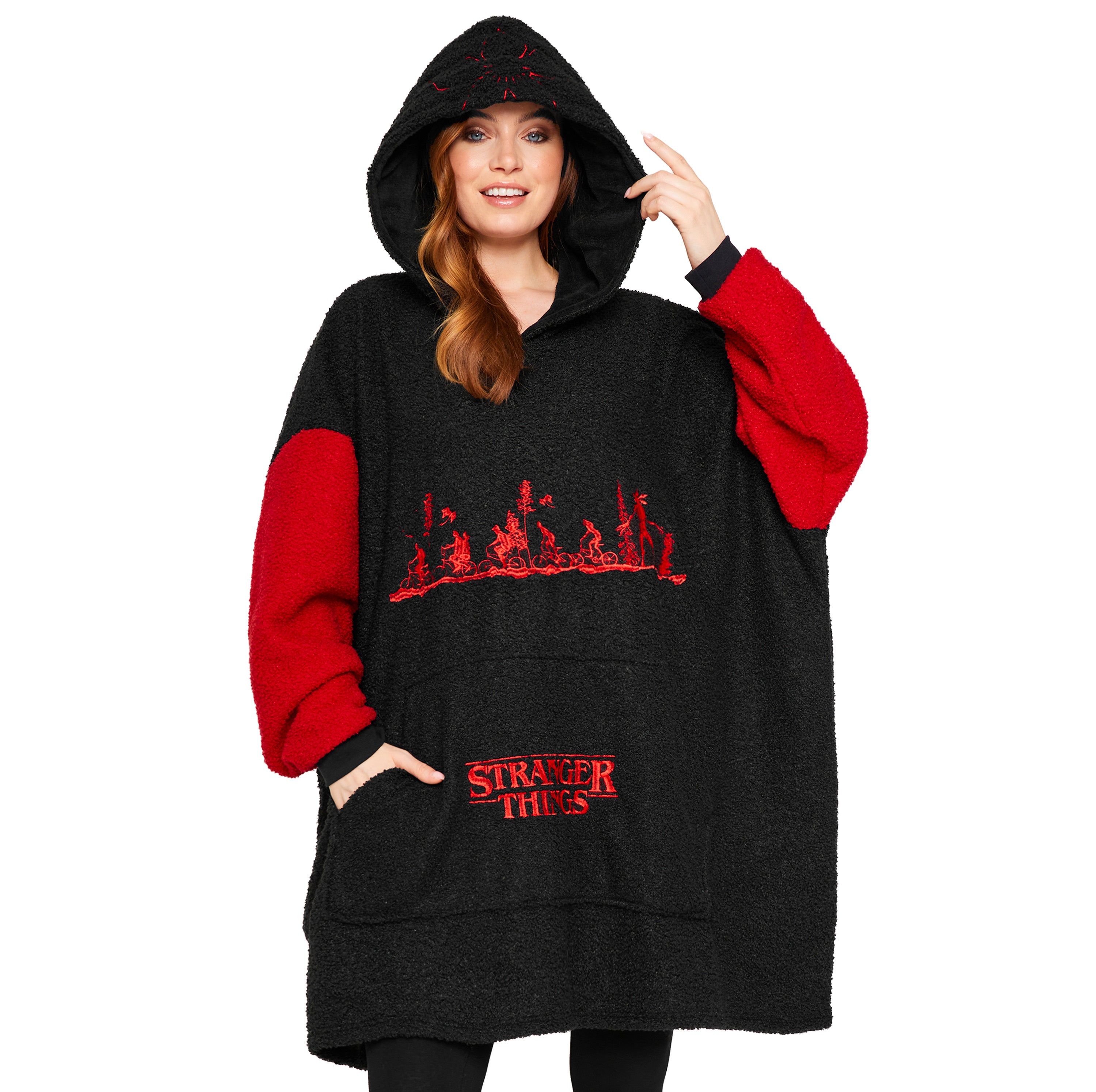 Stranger Things Blanket Hoodie for Men &  Women - Black/Red - Get Trend