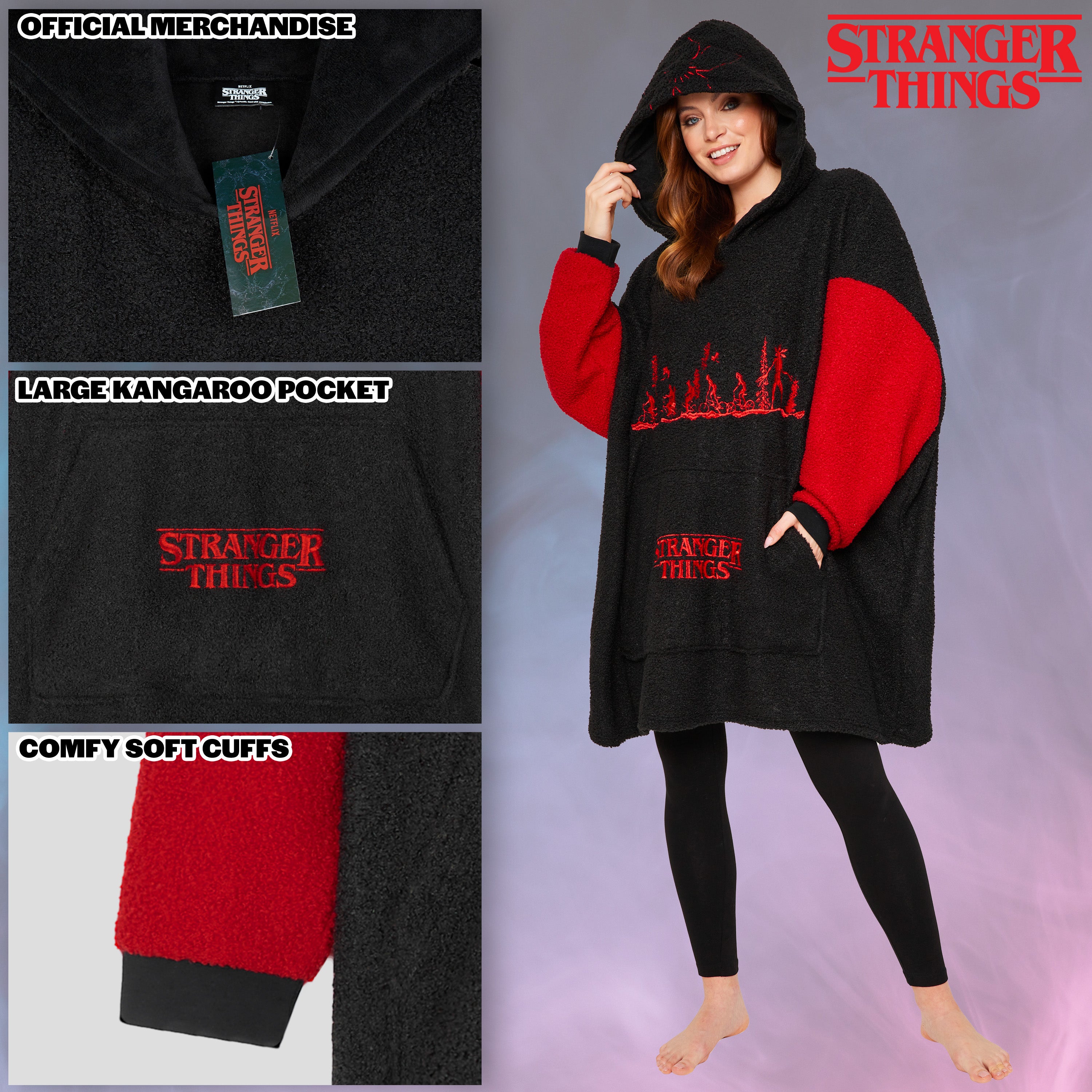 Stranger Things Blanket Hoodie for Men &  Women - Black/Red - Get Trend