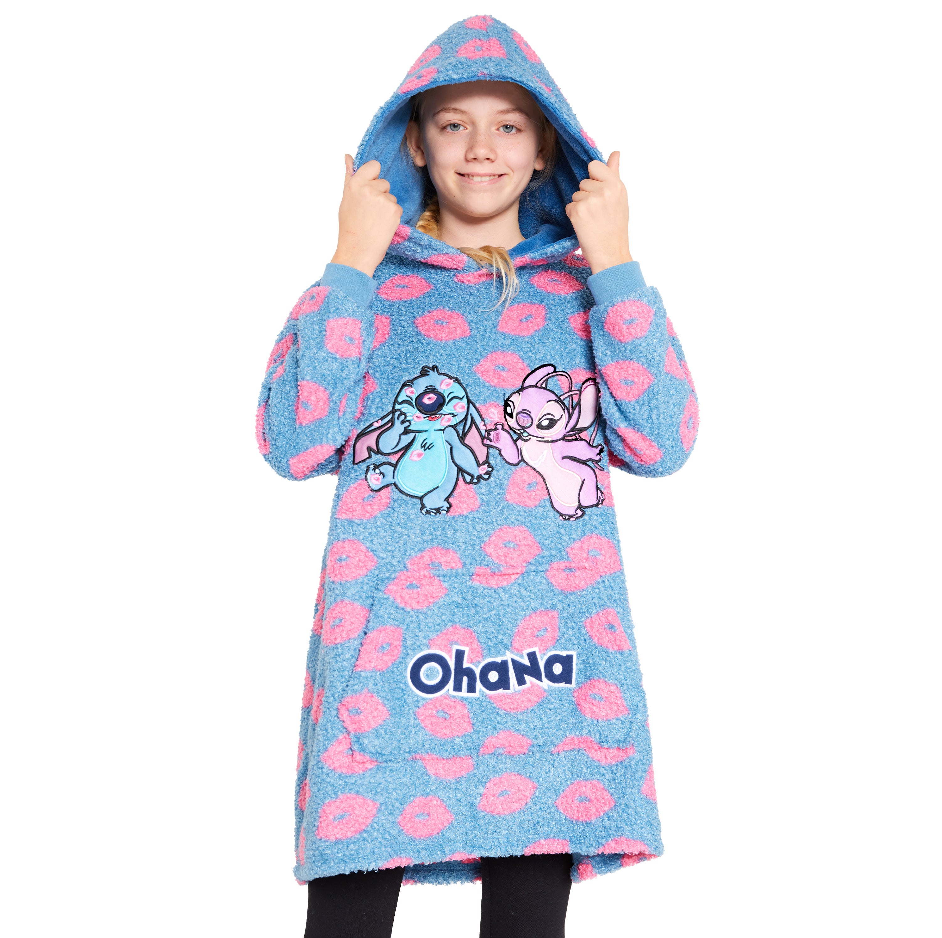 Disney Fleece Hoodie Blanket for Kids -  Blue Stitch & Angel - Get Trend