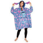 Disney Stitch Oversized Blanket Hoodie for Women - Floral Stitch - Get Trend