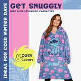 Disney Stitch Oversized Blanket Hoodie for Women - Floral Stitch - Get Trend