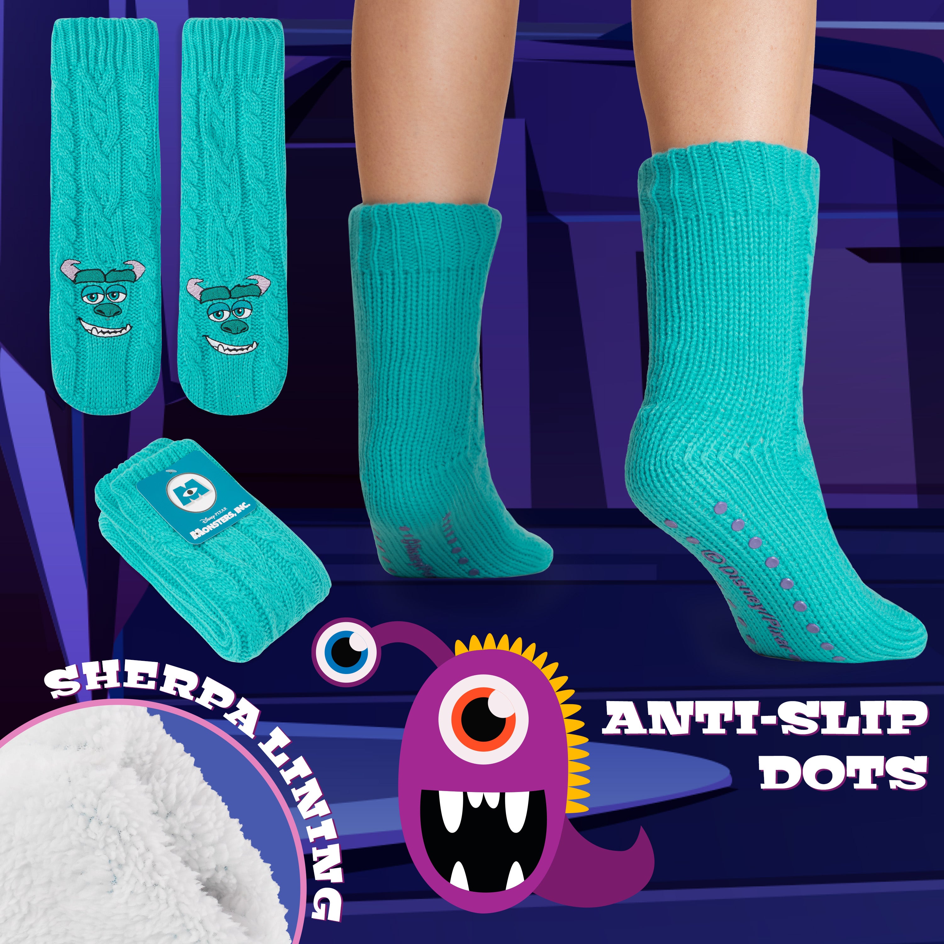 Disney Stitch Fluffy Socks for Women - Blue Sully - Get Trend